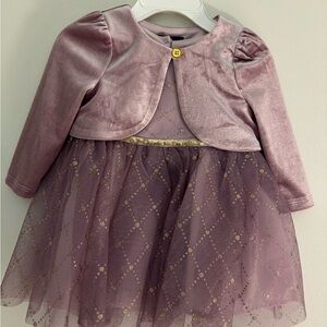 Elegant Purple Velvet Dress with attached coat